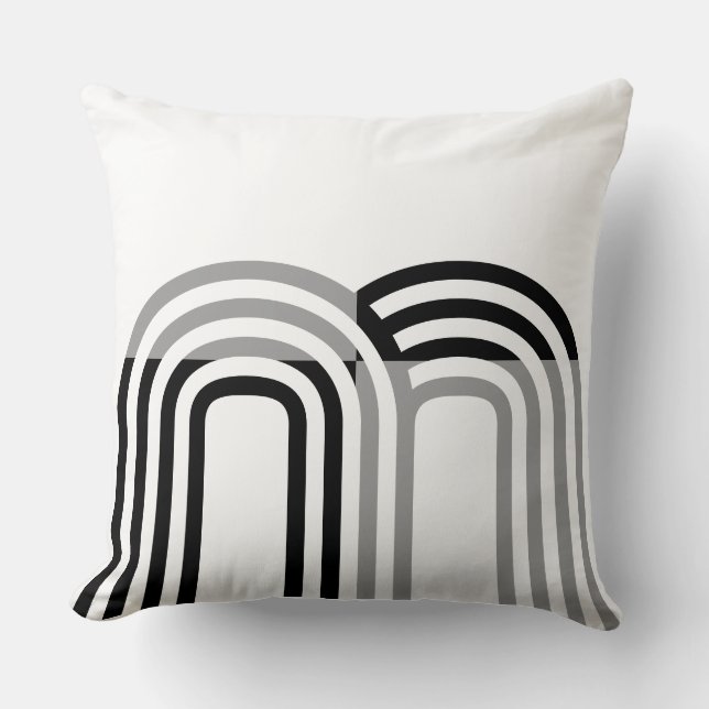 Modern Monotone White Black Initial Pattern Kissen (Vorderseite)