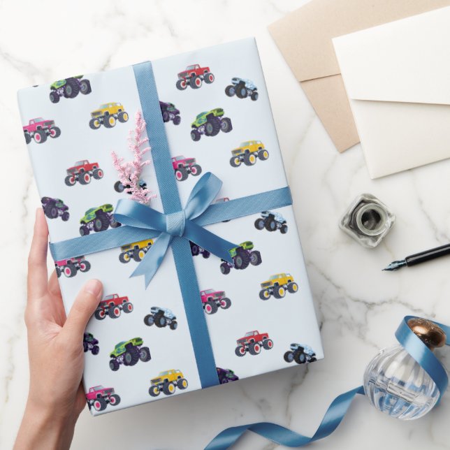 Modern Monster Truck Birthday Geschenkpapier (Schenken)