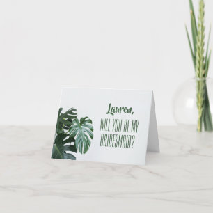 Modern Monstera Bridesmaid Karte