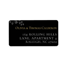 Modern Moody Black Wedding Return Address Label