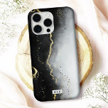 Modern Moody Ombre Black Agate und Custom Monogram Case-Mate iPhone Hülle<br><div class="desc">Mit diesem eleganten iPhone-Gehäuse "Ethereal Mist" mit einem faszinierenden Design und glänzenden Imitaten mit metallischen Akzenten schützen Sie Ihr Handy stilvoll. Dieses Gehäuse eignet sich perfekt für diejenigen, die Luxus und moderne Kunst Liebe haben. Es ist für viele iPhone- und Samsung-Modelle erhältlich und bietet sowohl Barely There als auch Tough...</div>