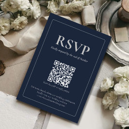 Modern Moody Wedding RSVP Card with QR code Karte