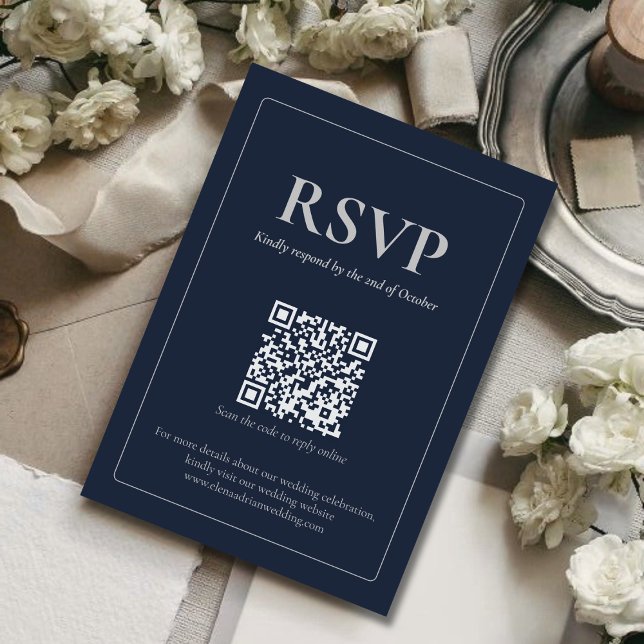 Modern Moody Wedding RSVP Card with QR code Karte (Von Creator hochgeladen)