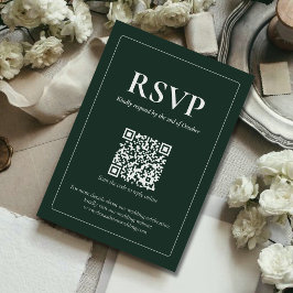 Modern Moody Wedding RSVP Card with QR code Karte