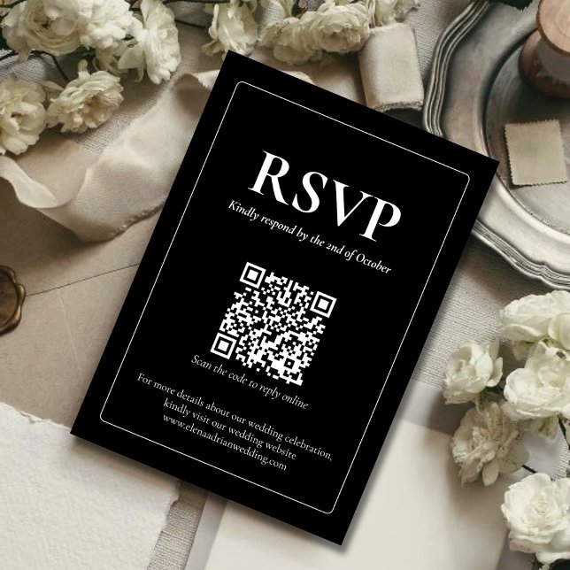 Modern Moody Wedding RSVP Card with QR code Karte (Von Creator hochgeladen)