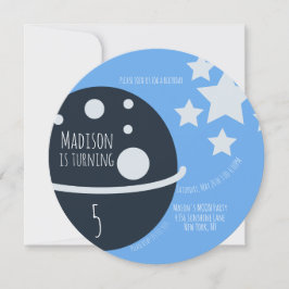 Modern Moon Birthday Party Runde Einladung