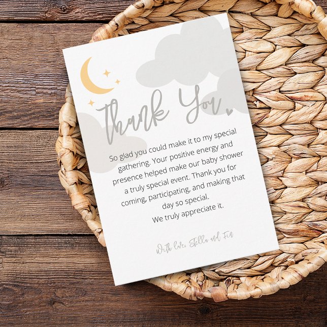 Modern Moon Stars Clouds Babydusche Dankeskarte (Modern Moon Stars Clouds Baby Shower Thank You Card)