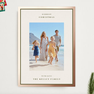 Modern Moos Green Foto Frame Rose Gold Folien Feiertagskarte