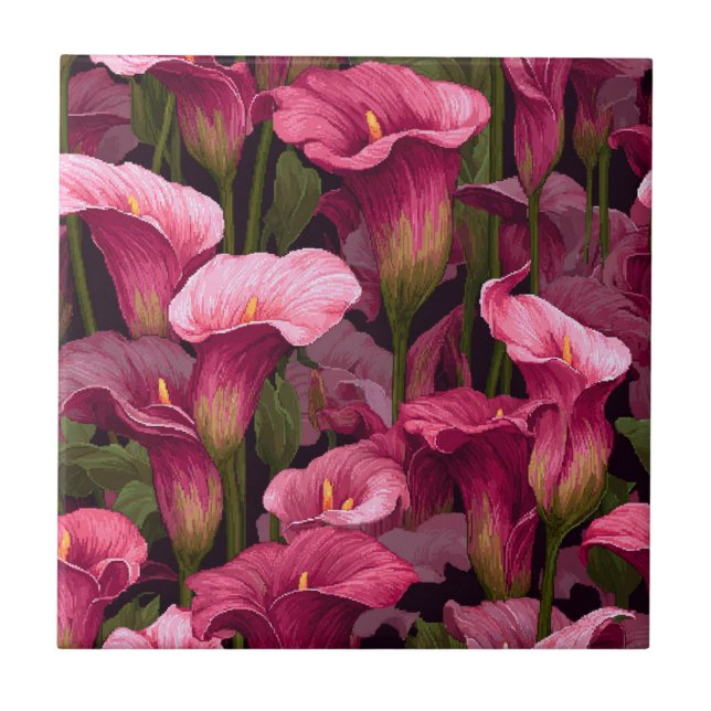 Modern Moroccan Calle Lilies Tiles  Fliese (Vorderseite)