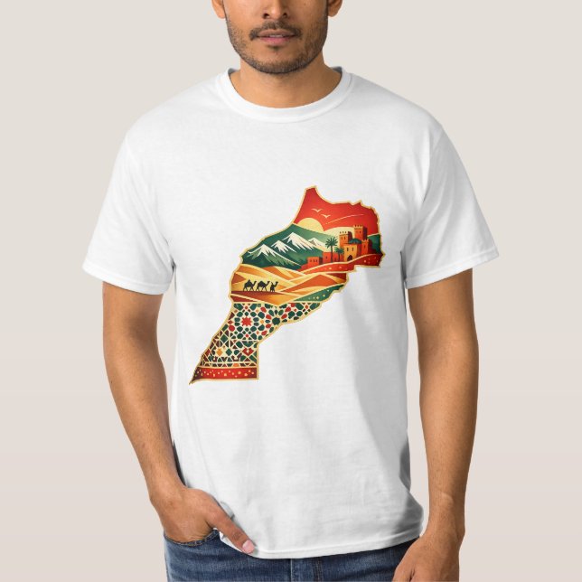 Modern Morocco Map T-Shirt Design – Mor (Vorderseite)