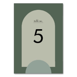 Modern Moss Green Boho Arch Geometric Wedding Tischnummer