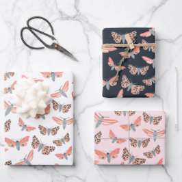 Modern Moth Muster farbenfroh elegant Chic Rosa Geschenkpapier Set