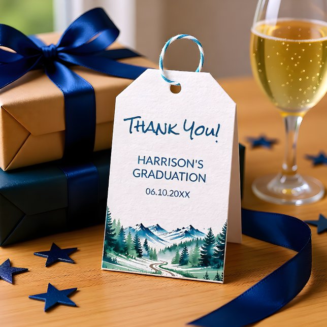 Modern Mountain Grad Party Geschenkanhänger (Von Creator hochgeladen)