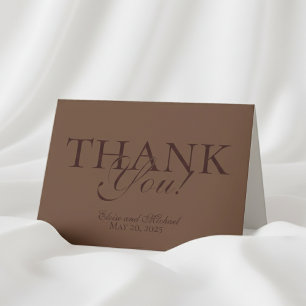 Modern Mousse Brown FaltWedding Vielen Dank Dankeskarte