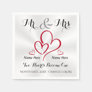 Modern Mr. and Mrs Cocktail Napkins PERSONALISIERT Serviette