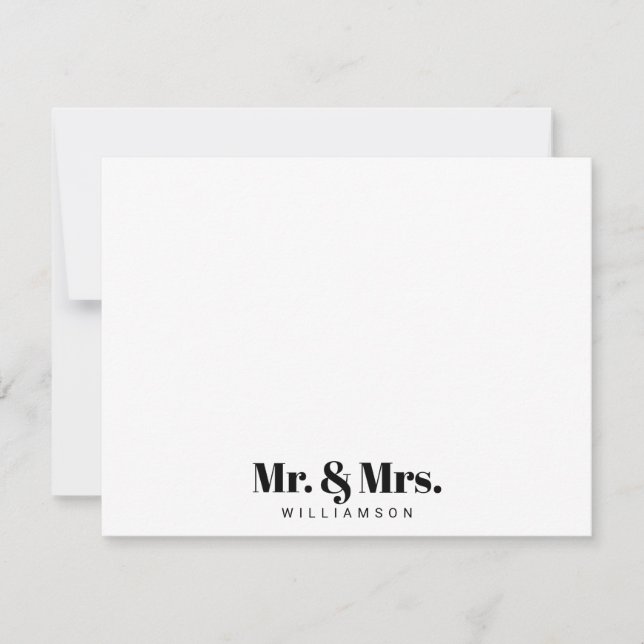 Modern Mr. und Mrs. Your Nachname Mitteilungskarte (Vorderseite)