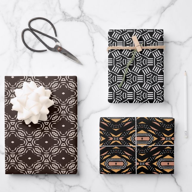 Modern Mudcloth Bogolan Collection Geschenkpapier Set (Vorderseite)