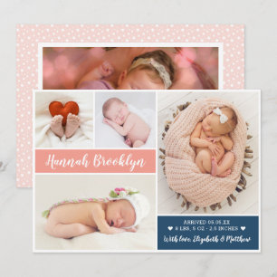 Modern Multi Foto Birth Announcement Card Ankündigung