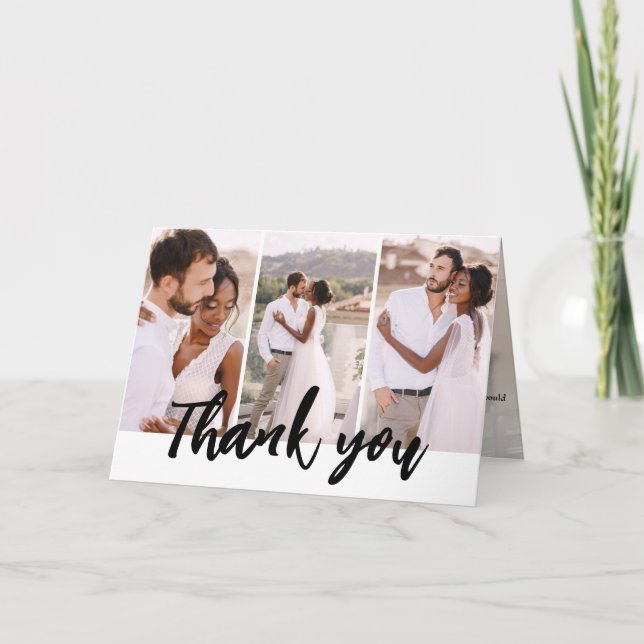 Modern Multi Foto Einfache Hochzeit Dankeschön Car Dankeskarte (Vorderseite)