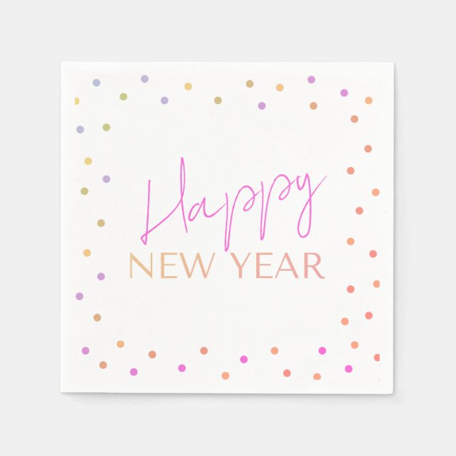 Modern Multicolor Dots Happy New Year  Serviette (Vorderseite)