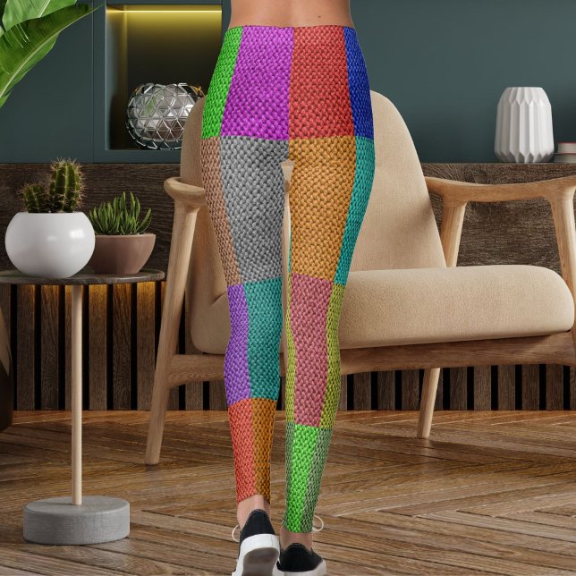 Modern Multicolor Knitting Wool Textured Pattern Leggings (Von Creator hochgeladen)