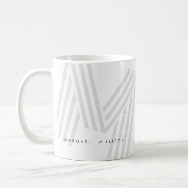 Modern Multiline Monogram Letter Personalisiert Kaffeetasse (Links)
