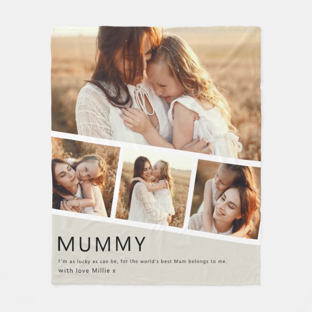 Modern Mummy Photo Strip Collage Fleecedecke (Vorderseite)