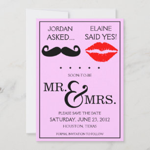 Modern Mustache Lips Mr & Mrs Save the Date