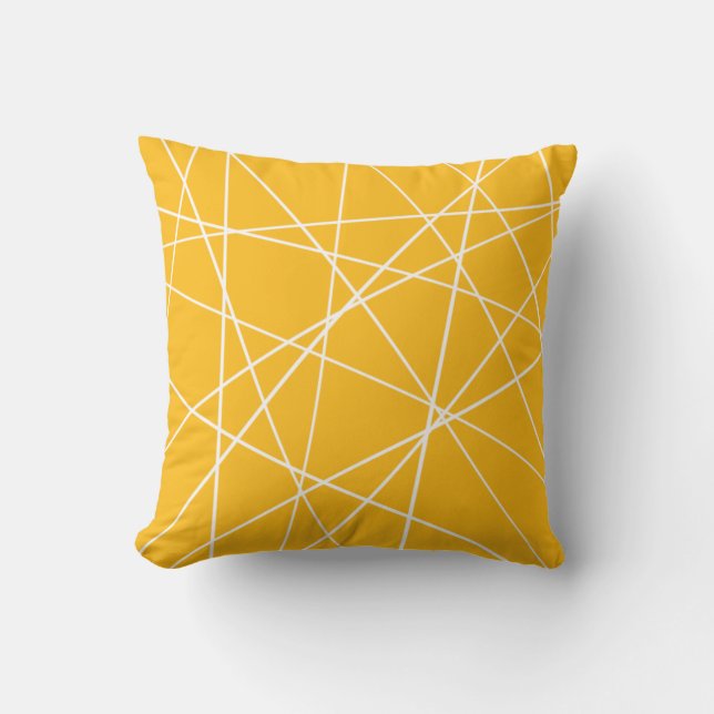 Modern Mustard Yellow Geometric Kissen (Vorderseite)