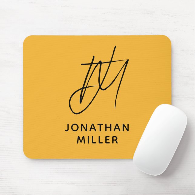 Modern Mustard Yellow Monogram Mousepad (Mit Mouse)