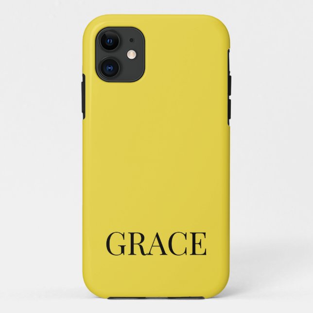 Modern Mustard Yellow Personalized Name Case-Mate iPhone Hülle (Rückseite)