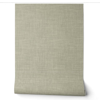 Modern Muted Olive Home Office Linen Look Texture Tapete