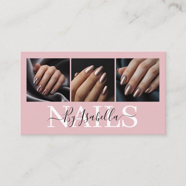 Modern Nail Artist Photo Typography Visitenkarte (Vorderseite)