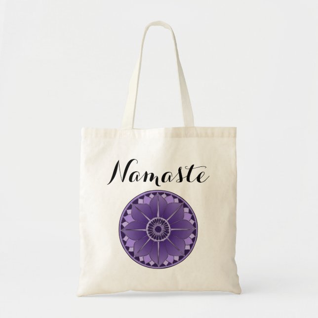 Modern Namaste Lila Mandala Tragetasche (Vorne)