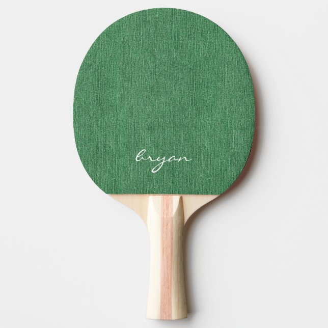Modern Name Cool Green Denim Print Tischtennis Schläger (Vorderseite)