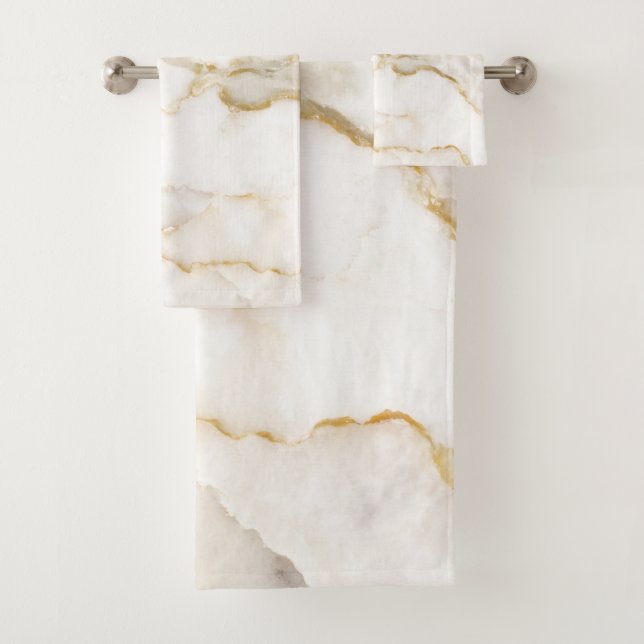 Modern Name Gold Look Marmor Muster Badhandtuch Set (Insitu)