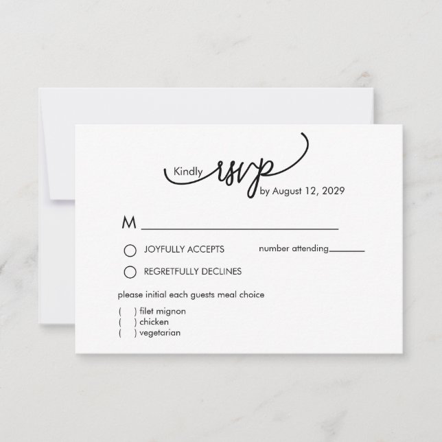 Modern Name Monogram with Leaf Scripted  RSVP Karte (Vorderseite)