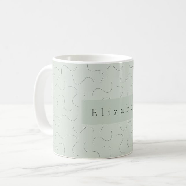 Modern Name Mug Sage Green Kaffeetasse (Vorderseite Links)