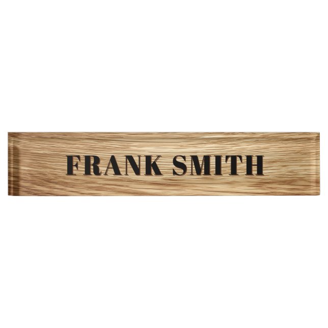 Modern Name Oak Wood Photo Namensplakette (Vorderseite)