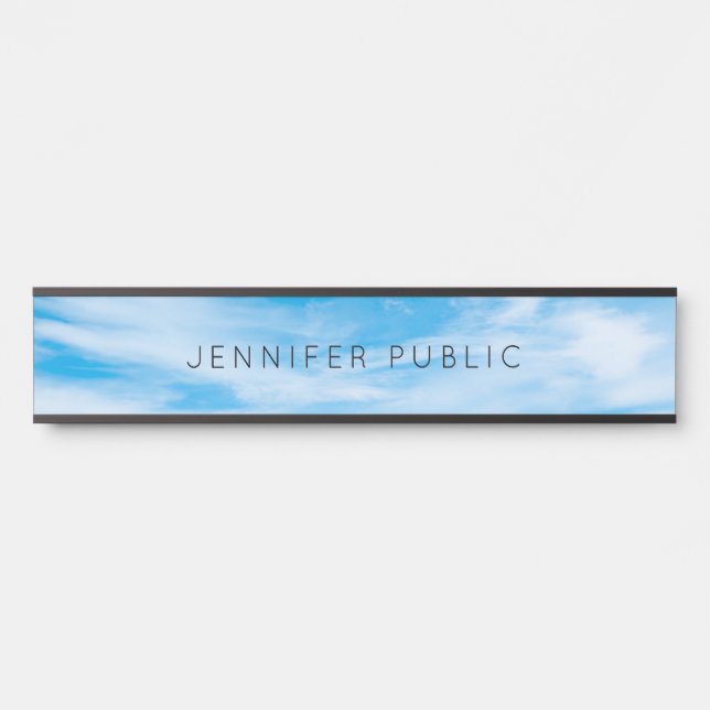 Modern Nature Template Elegante Wolken Blauer Himm Türschild (Vorderseite )