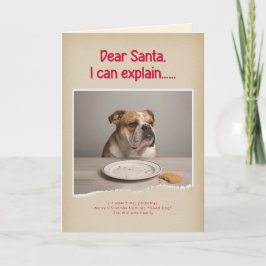 Modern Naughty Funny Dog Photo Christmas Folded Karte