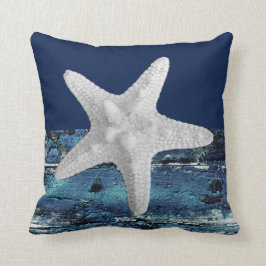 Modern Nautic Beach Navy Blue Starfish Kissen