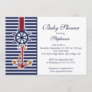 Modern Nautical Anchor Baby Shower Einladung