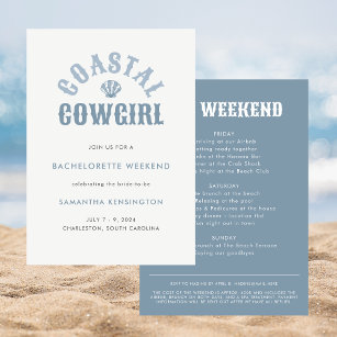Modern Nautical Blue Coast Cowgirl Bachelorette Einladung