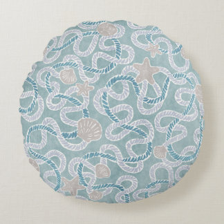 Modern Nautical Round Throw Pillow Rundes Kissen