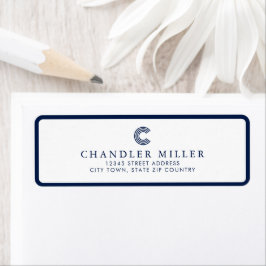 Modern Navy Blue Border Custom Stationery Address
