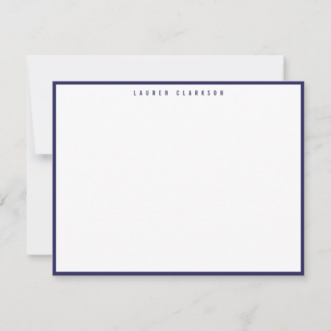 Modern Navy Blue Border Note Card Einladung (Vorderseite)
