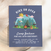 Modern Navy Blue Camping Birthday Party