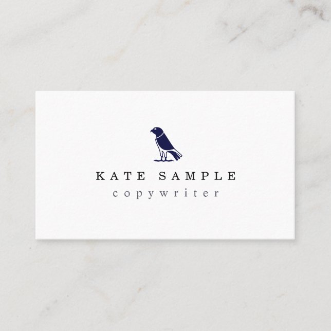 Modern Navy Blue Copywriter Personal Brand Bird Visitenkarte (Vorderseite)
