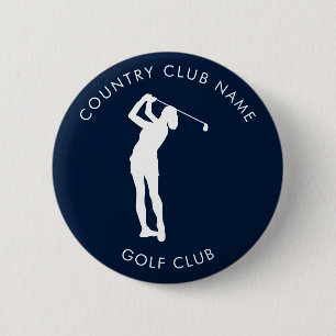 Modern Navy Blue Country Club Golf Team Swag Button